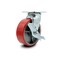 Service Caster 6 Inch Red Poly on Cast Iron Swivel Caster with Roller Bearing and Brake SCC SCC-30CS620-PUR-RS-TLB - alternate 1
